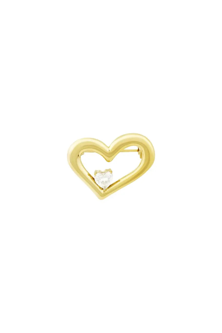 Брошка BLING HEART – златиста, блестяща, неръждаема стомана, сърце с камъни Versai