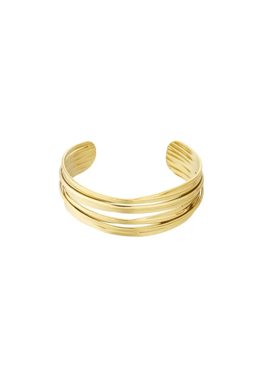 Гривна CUFF BRACELET – отворена, регулируема, златиста, от неръждаема стомана Versai