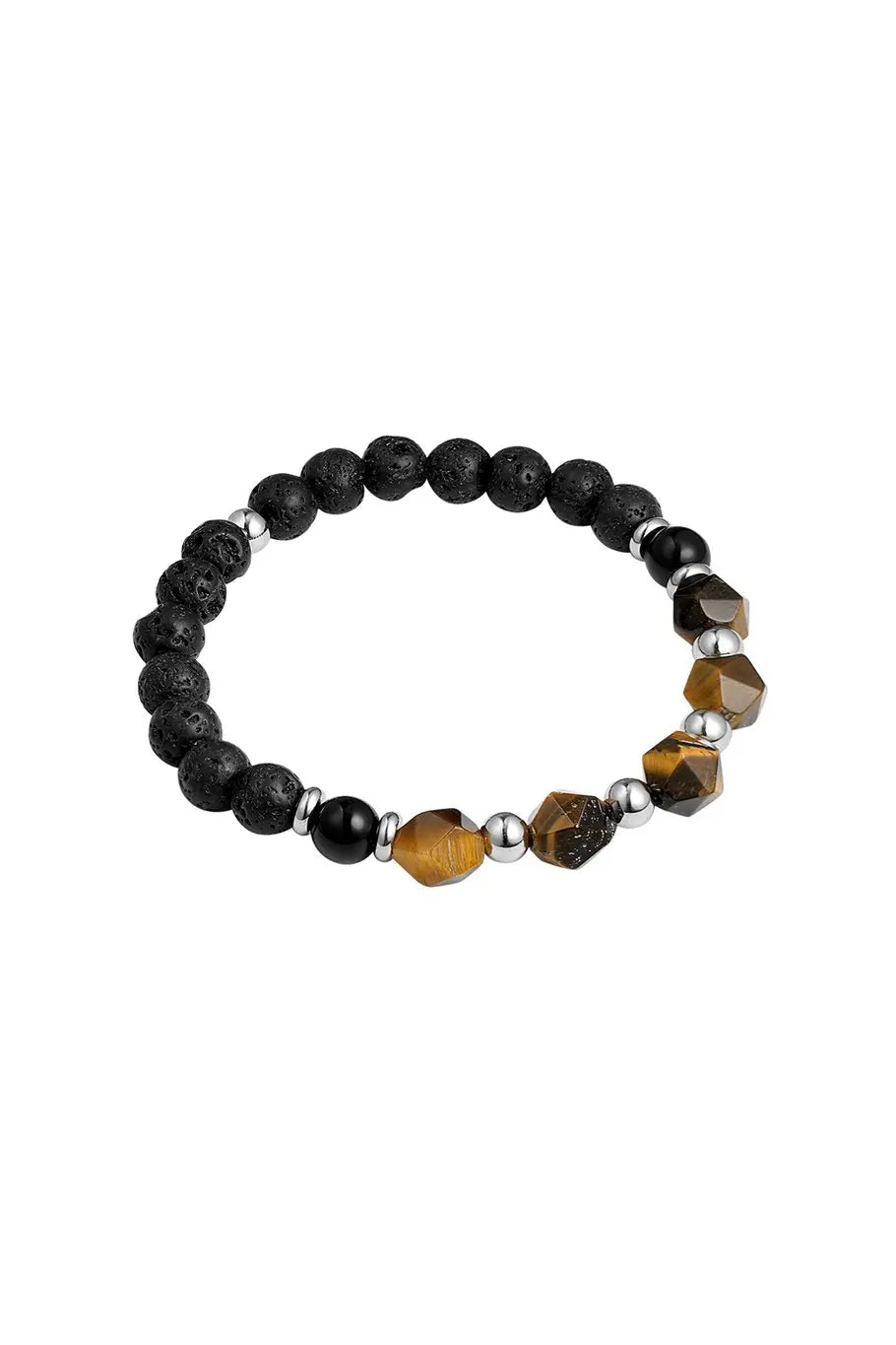 Мъжка гривна BEADS – черно и кафяво, еластична, 18 см, стилни мъниста за ежедневно носене Versai