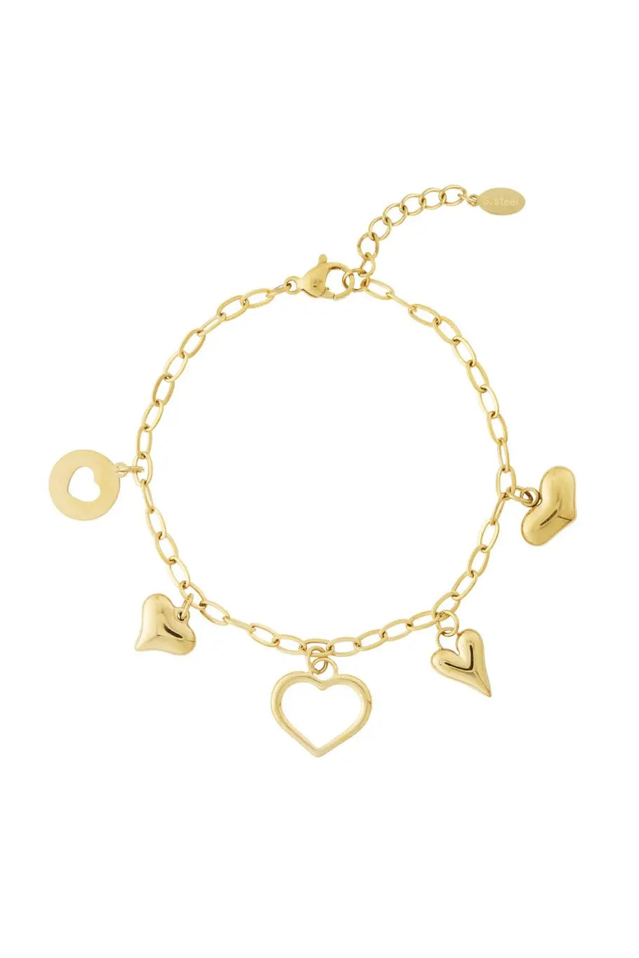 Гривна LOVING – неръждаема стомана с 14K позлата, златист цвят, 16 см + 3 см удължение Versai