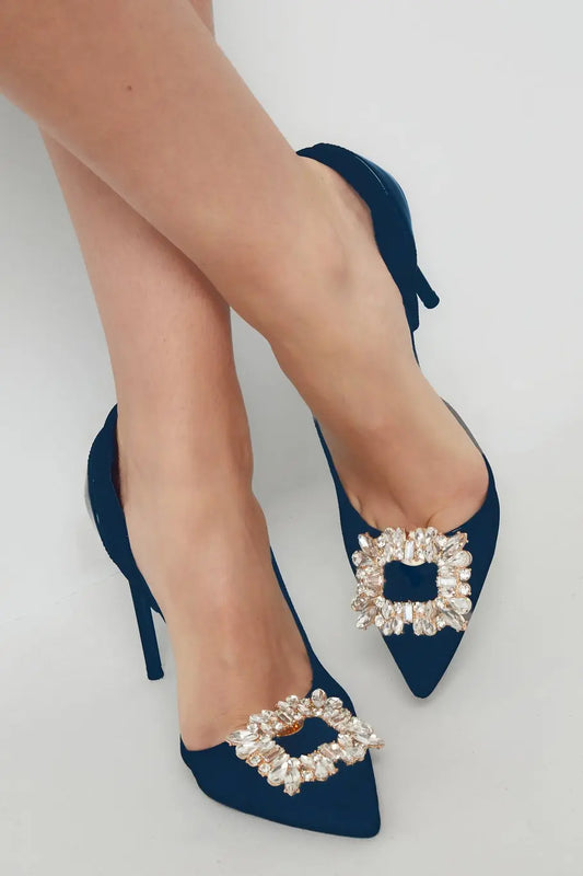 Клипси за обувки SQUARE DIAMOND – сребристи, метал/алуминий с кристали, 4.5×6.1 см Versai