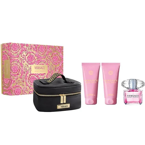 Versace Bright Crystal 90ml EDT + Body Lotion 100ml + Shower Gel 100ml + Несесер Подаръчен комплект за жени Versace