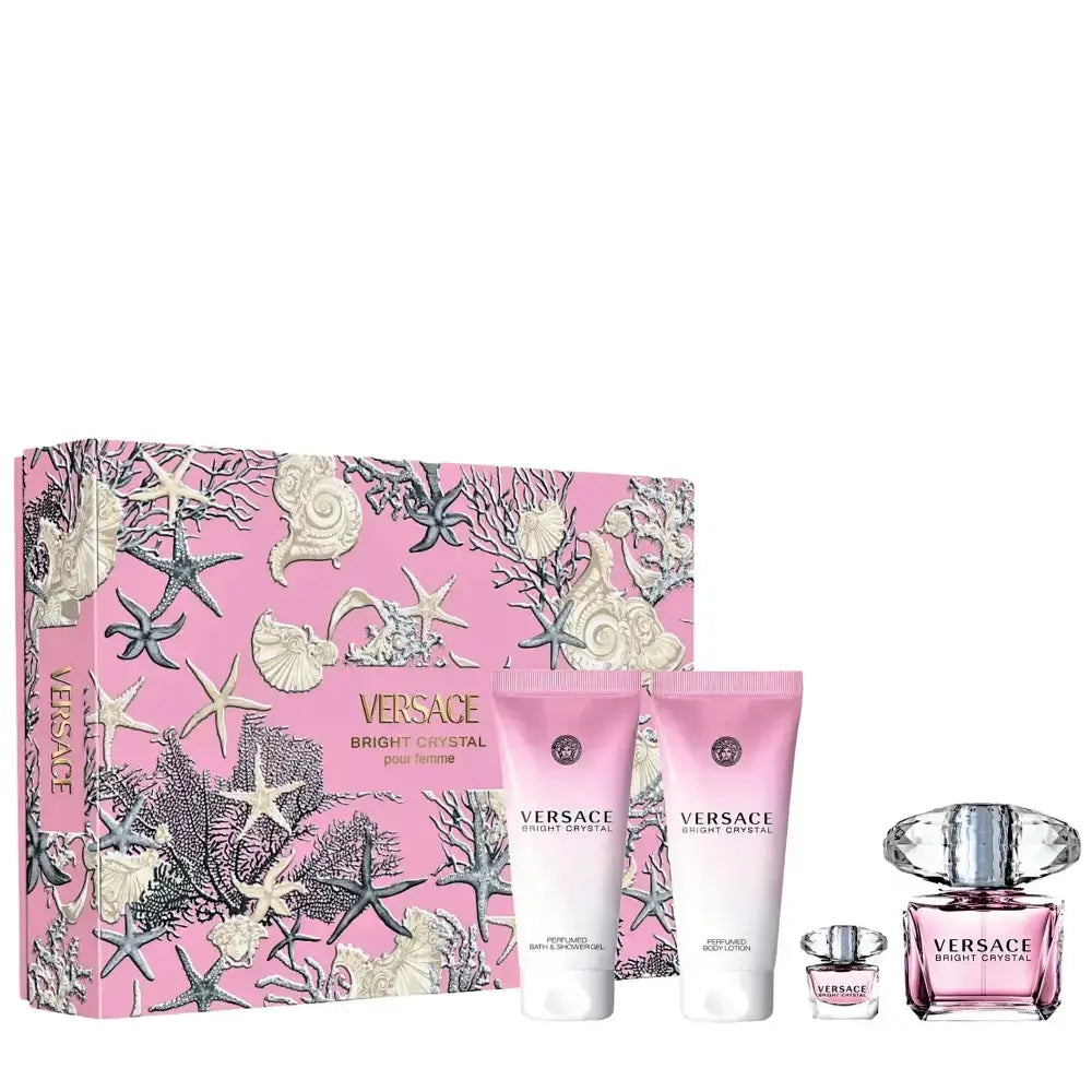 Versace Bright Crystal 90ml EDT + Shower Gel 100ml + Body Lotion 100ml + 5ml EDT Подаръчен комплект за жени Versace