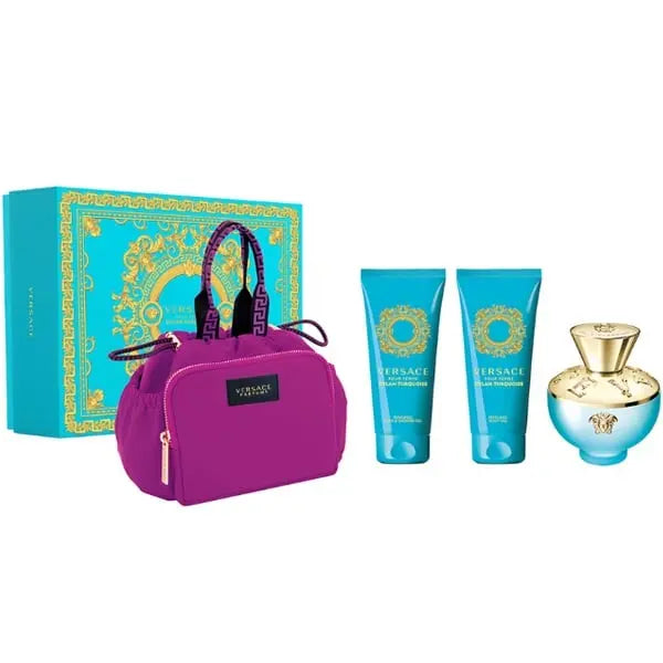 Versace Dylan Turquoise 100ml EDT + Body Gel 100ml + Shower Gel 100ml + Несесер Подаръчен комплект за жени Versace