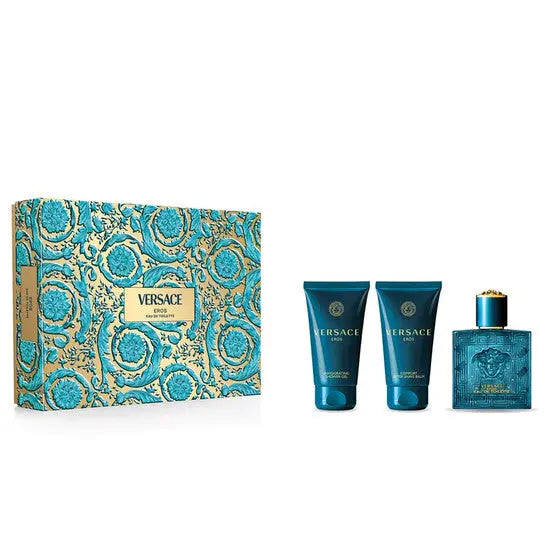 Versace Eros 50ml EDT + Shower Gel 50ml + After Shave Balm 50ml Подаръчен комплект за мъже Versace