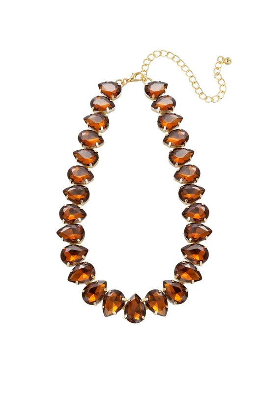 Колие LARGE BEADS MULTI – меден цвят, кафяви стъклени мъниста, 38+14 см, регулиращо Versai