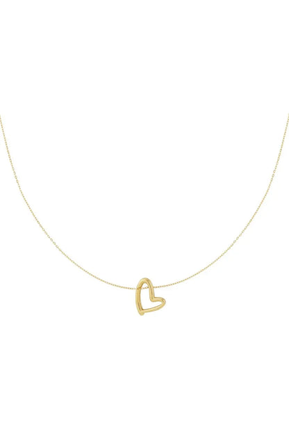 Колие MINI HEART – неръждаема стомана с 14K позлата, златисто, с деликатна висулка сърце Versai