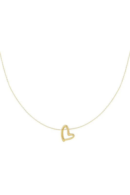 Колие MINI HEART – неръждаема стомана с 14K позлата, златисто, с деликатна висулка сърце Versai