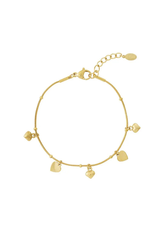 Гривна MINI HEARTS – златиста, неръждаема стомана с 14K позлата, 16 см + 3 см удължение, фини сърца Versai