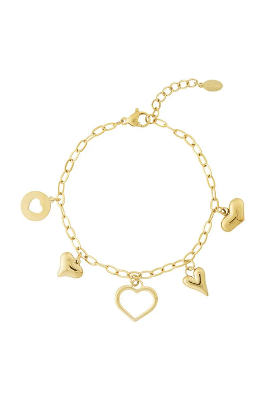 Гривна LOVING – неръждаема стомана с 14K позлата, златист цвят, 16 см + 3 см удължение Versai
