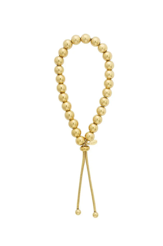 Гривна HOLLOW BEAD – 8 мм мъниста, златист цвят, неръждаема стомана, 16+3 см Versai