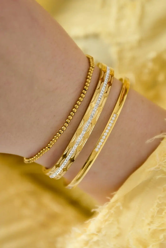 Златиста гривна BANGLES – геометричен дизайн, неръждаема стомана Versai