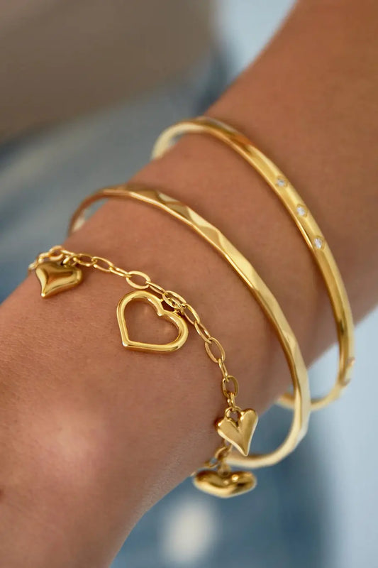Гривна LOVING – неръждаема стомана с 14K позлата, златист цвят, 16 см + 3 см удължение Versai