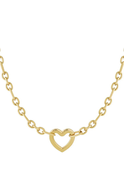 Колие ELEGANT HEART – златисто, с висулка сърце, неръждаема стомана, 40 см + 5 см удължение Versai