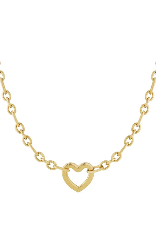 Колие ELEGANT HEART – златисто, с висулка сърце, неръждаема стомана, 40 см + 5 см удължение Versai