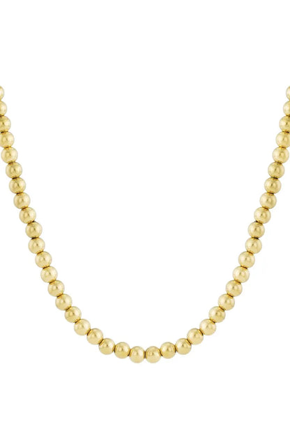 Колие HOLLOW BEAD – 10 мм мъниста, неръждаема стомана, златисто, 45 см + 5 см удължение Versai
