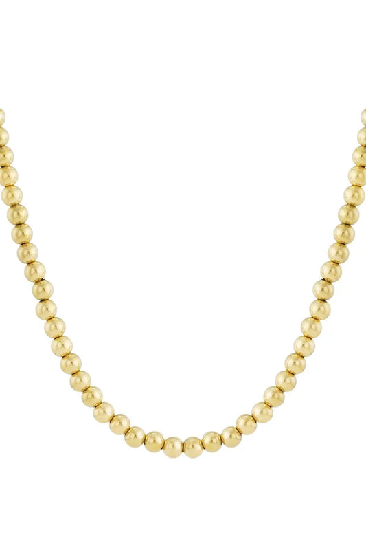 Колие HOLLOW BEAD – 10 мм мъниста, неръждаема стомана, златисто, 45 см + 5 см удължение Versai