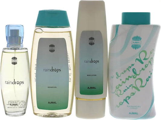 Ajmal Raindrops 50ml EDP + Body Lotion 100ml + Powder 100g + Shower Gel 200ml Подаръчен комплект за жени Ajmal