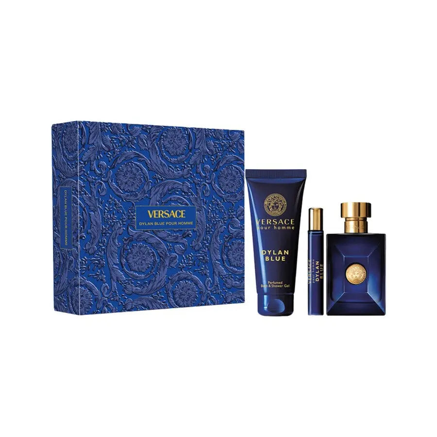 Versace Dylan Blue 100ml EDT + Shower Gel 150ml EDT + 10ml EDT Подаръчен комплект за мъже Versace