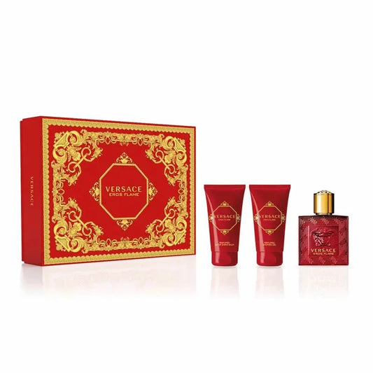 Versace Eros Flame 50ml EDP + Shower Gel 50ml + After Shave Balm 50ml Подаръчен комплект за мъже Versace